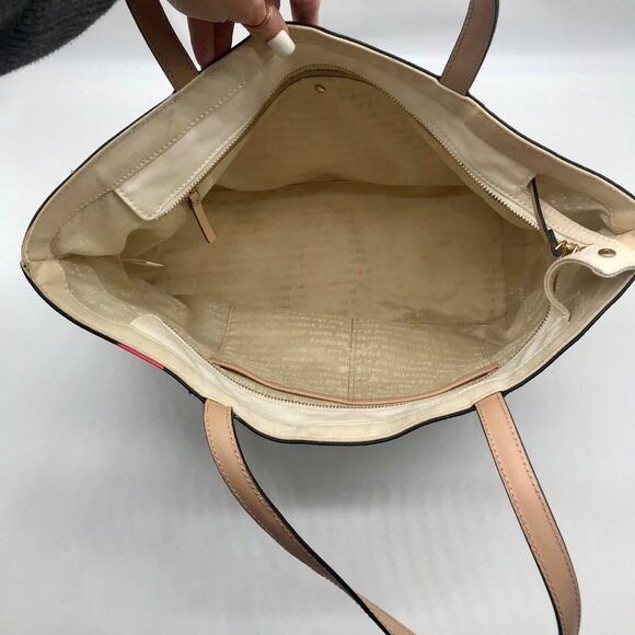 Kate Spade Black And White Leather Splash Out Striped Francis Tote - Picture 11 of 11